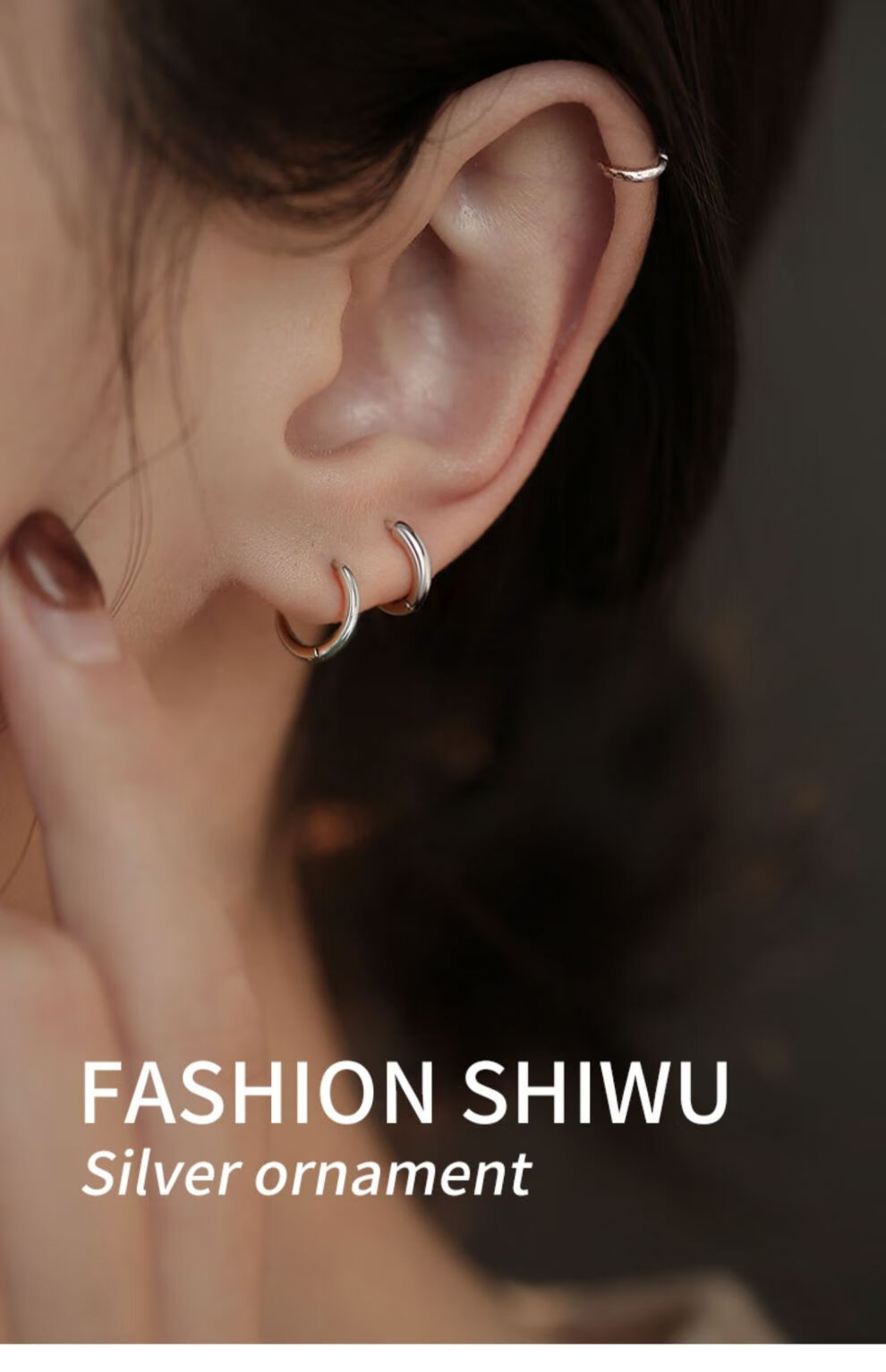 dayilai银饰999银耳骨钉耳饰男女耳钉圆圈圈耳环2022年新款潮10mm光面
