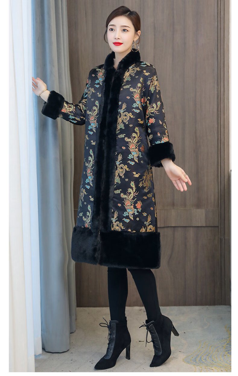 冬天穿的改良棉旗袍民族风加厚夹棉唐装女加绒中国风刺绣女装棉袄