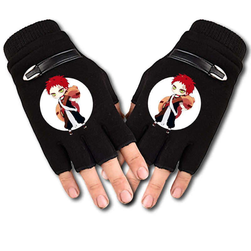 动漫周边鸣人半指骑行加绒保暖加厚露指学生 (连指半截)手套-影圆标13