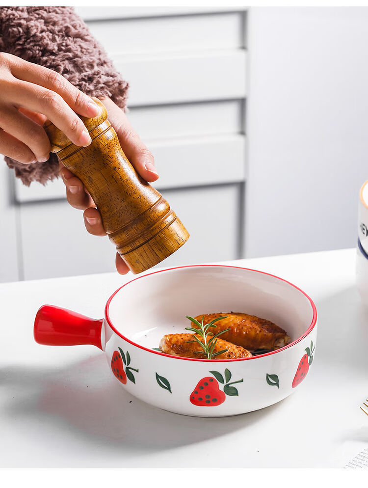 日式陶瓷手把碗家用创意个性带手柄防烫泡面碗可爱少女心早餐碗盘gy手
