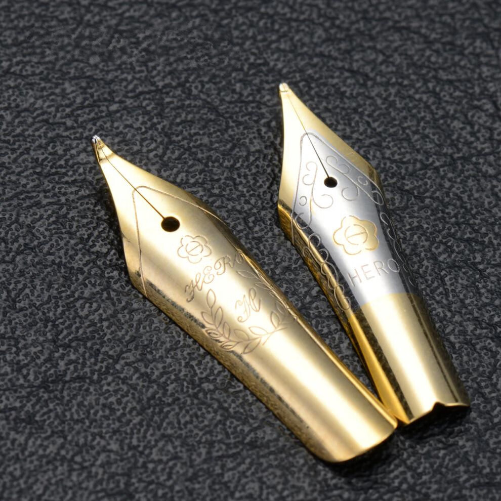 钢笔大明尖钢笔配件美工尖弯尖适用于英雄永生铱金笔尖 直尖(六个装)