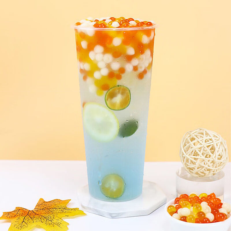 水晶果彩色椰果奶茶店椰果粒桶装珍珠布丁原料椰果肉瓶装彩色方块椰果