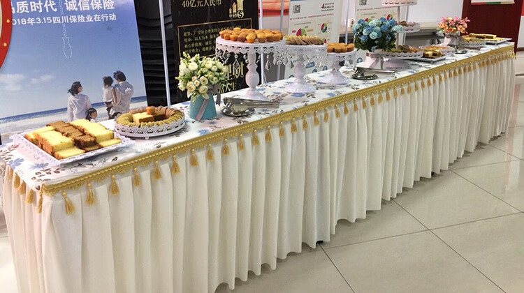 定制金丝绒吊穗会议桌布桌裙桌罩自助餐台裙寺庙佛台供桌桌布桌围桔色