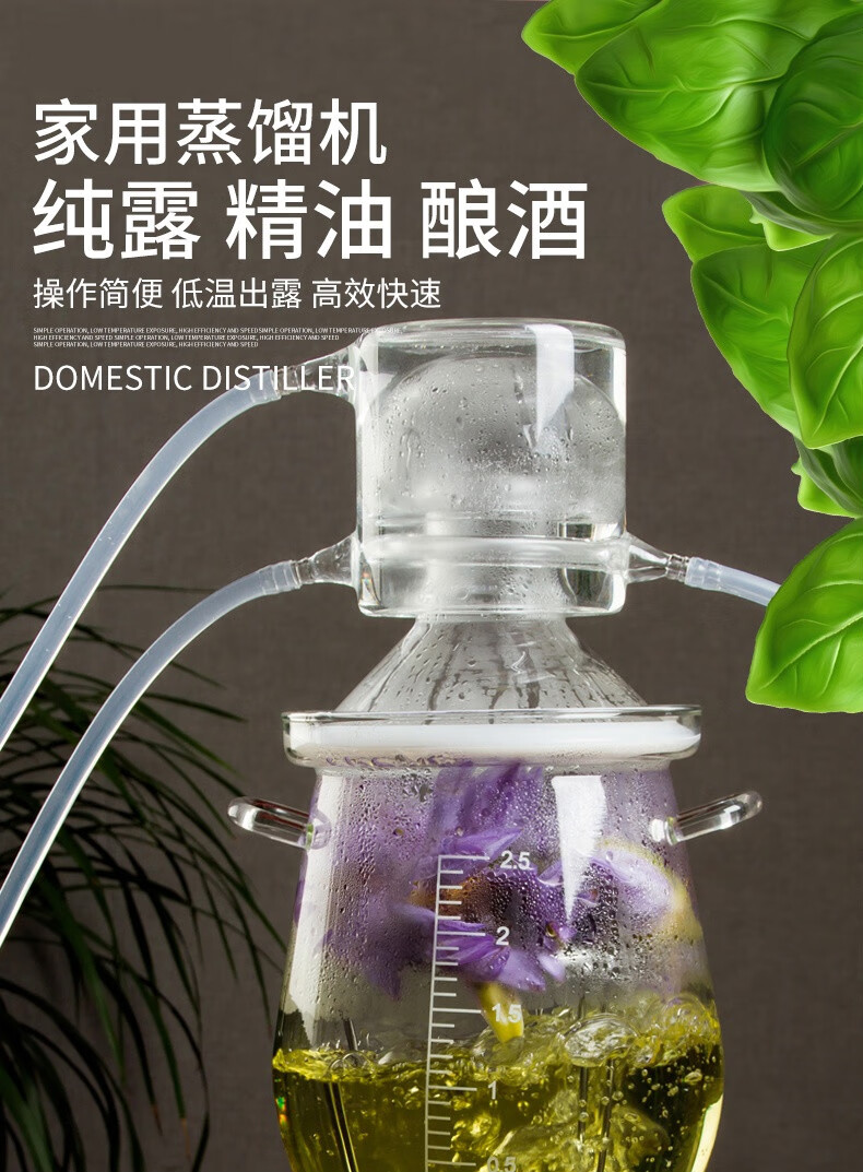 仓梵纯露机家用小型香薰精油蒸酒机玻璃纯露机玫瑰纯露蒸馏水器新款大