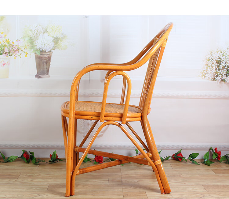 欧旭瑞 小藤椅子真藤扶手椅休闲阳台家用靠背椅成人老人腾椅手工藤编