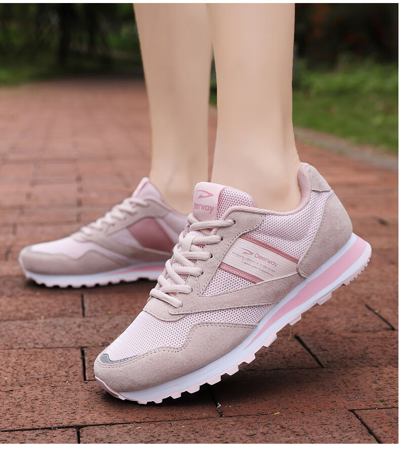 德尔惠女鞋跑步鞋夏季网面透气运动鞋女复古休闲鞋轻便女士旅游鞋