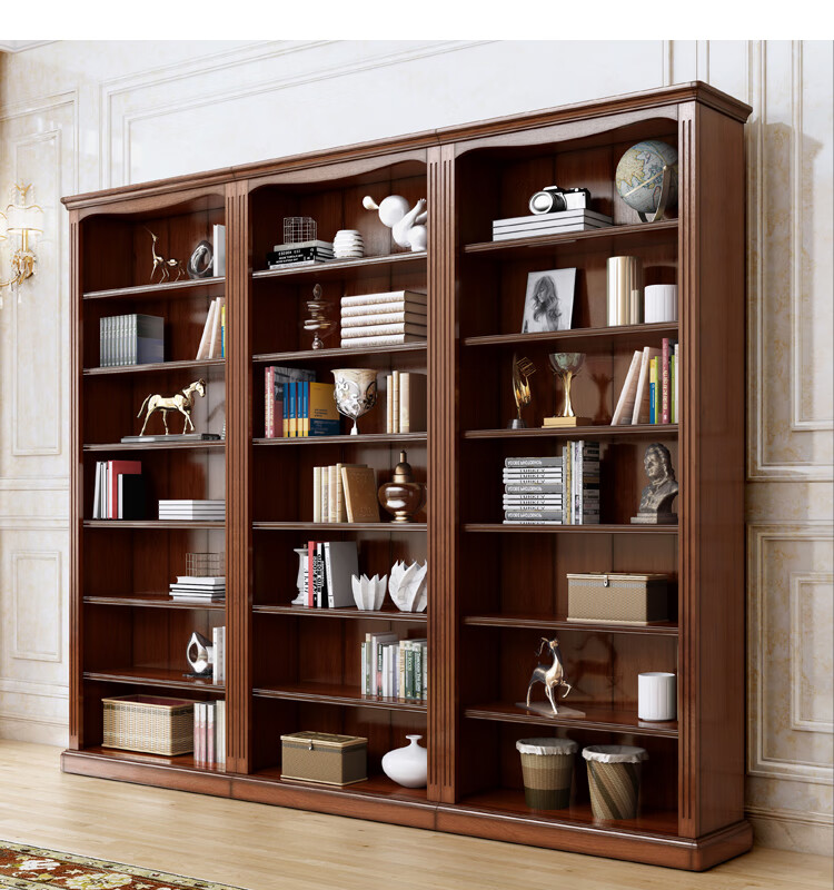 书架书柜美式书架自由组合无门书柜置物架落地书房展示柜书橱陈列架