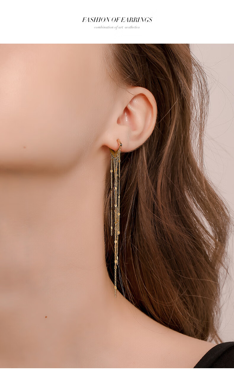 戴拉长款流苏耳环女时尚耳饰耳扣耳线挂坠2022年新款潮高级感气质轻奢