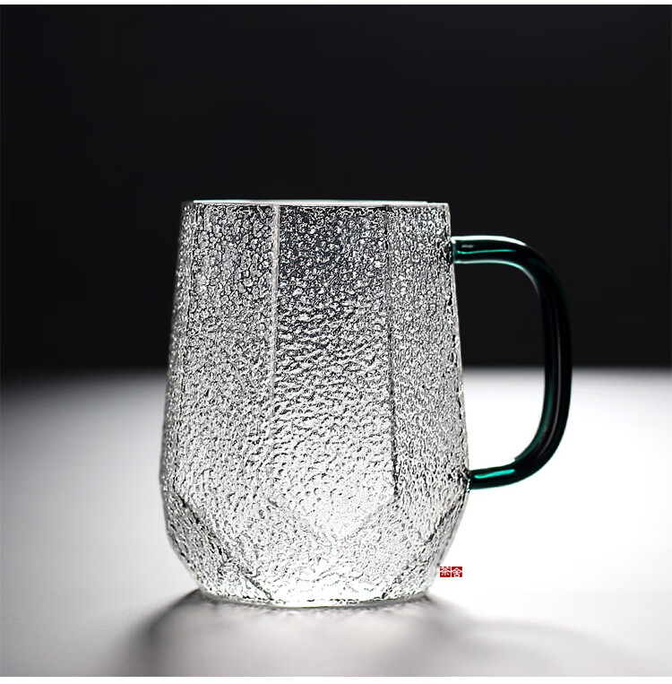 唐兴 锤纹玻璃杯子透明水杯办公室喝水杯子带把带盖绿茶杯大容量茶杯