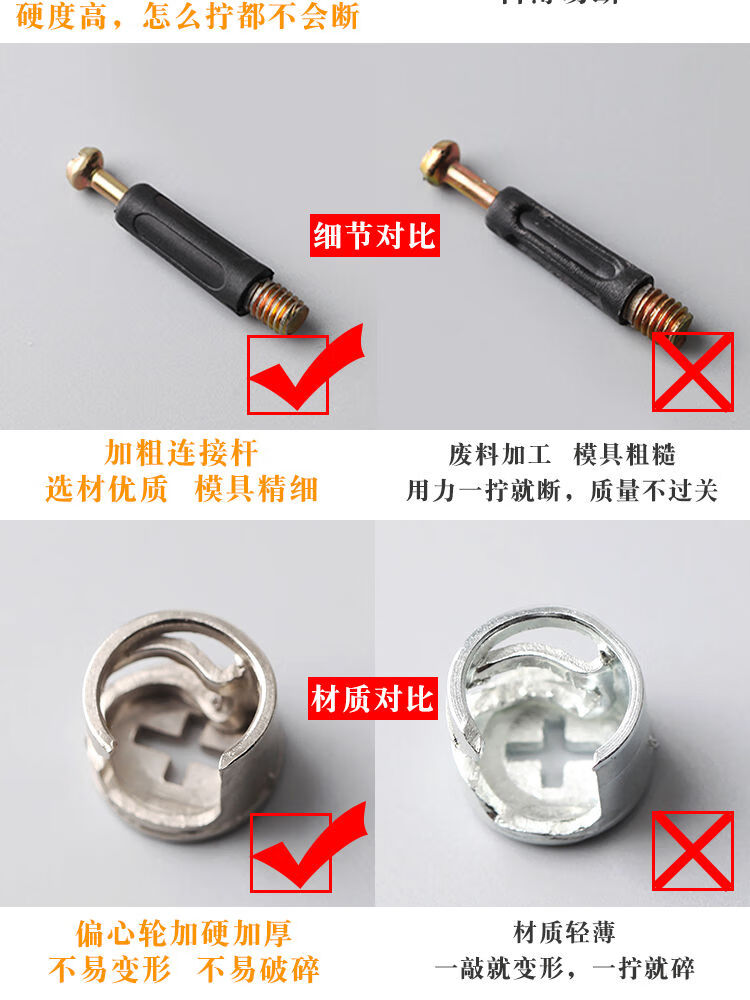 摹然尔 三合一连接件螺丝螺母偏心轮床衣柜抽屉板式办公桌组装紧固