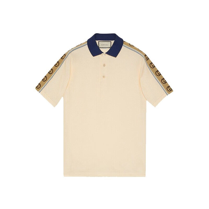 gucci古驰t恤短袖男女同款翻领短袖polo衫双g交扣条纹t恤短袖代购预售