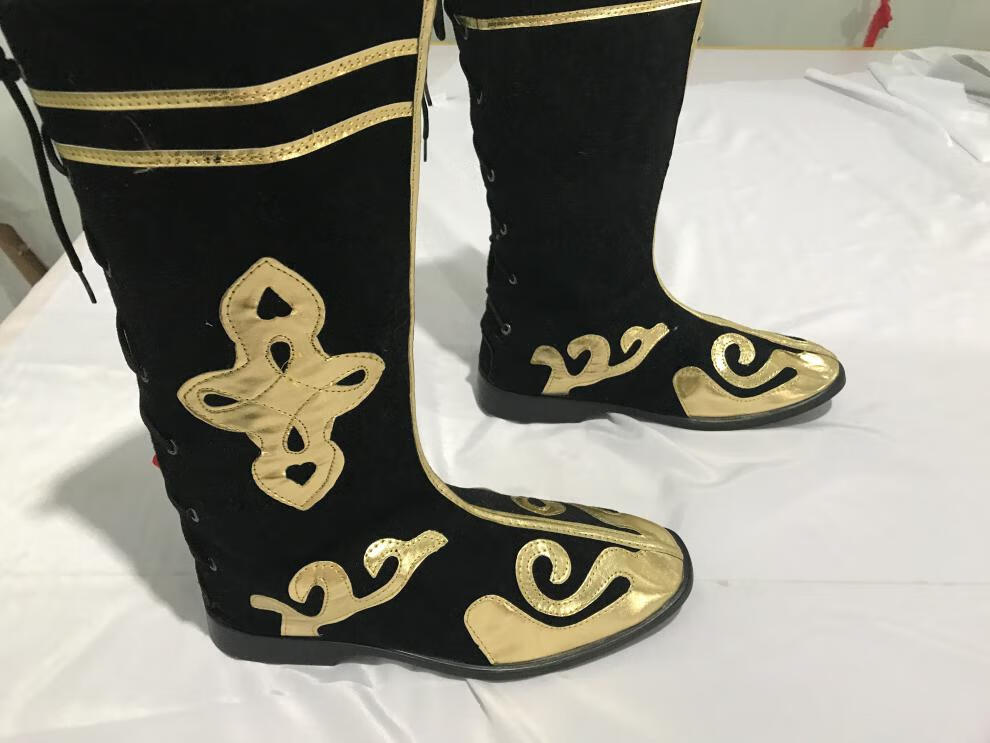 藏族演出舞蹈靴子少数民族蒙古靴子男女舞蹈鞋马靴走秀打鼓鞋 大头饰