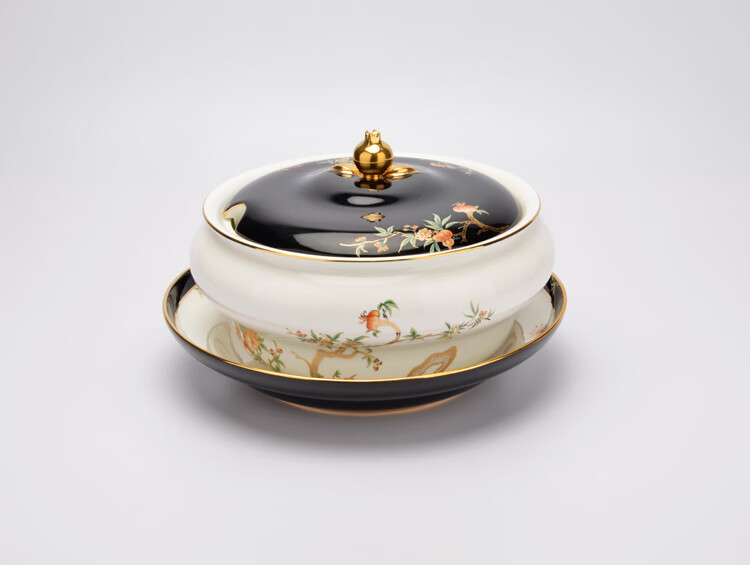 永丰源国瓷餐具 永丰源夫人瓷石榴家园陶瓷餐具配件白碗黑碗盘子勺子