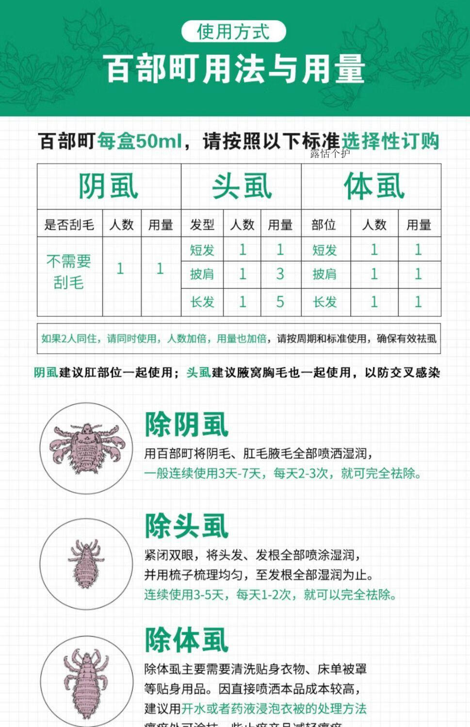 百部酊喷剂虱立净除阴虱净喷剂虱卵虱子儿童一扫光祛头虱成人学生长发