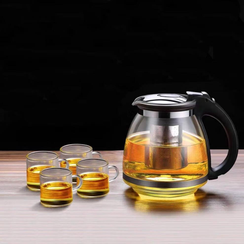 富光品质开水直冲耐高温玻璃大容量家用餐厅泡茶壶茶具套装不锈钢