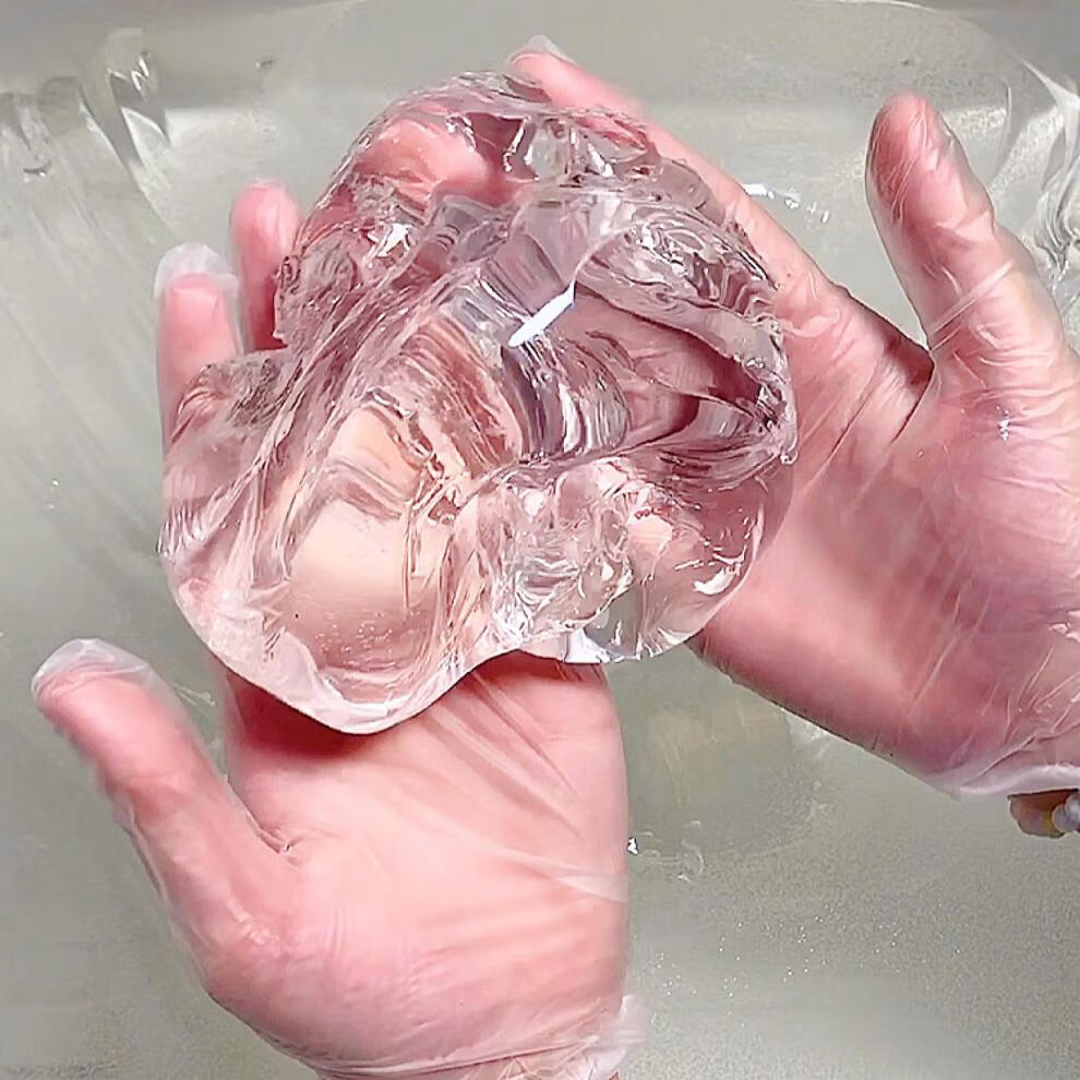 透明小方矿物质水超透硬质拉丝仿液态玻璃泥白露解压玩具宓蝶樱花小方