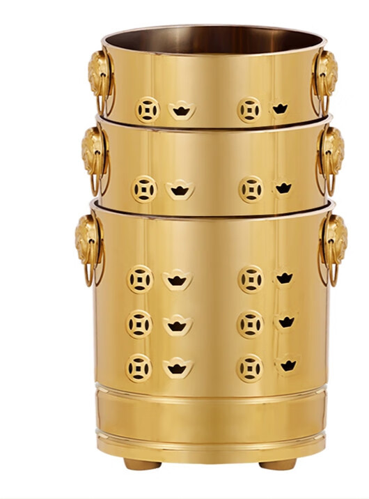 烧金桶烧经桶烧纸祭祀桶元宝炉化宝桶钱桶焚烧桶盆不锈钢 银色不锈钢