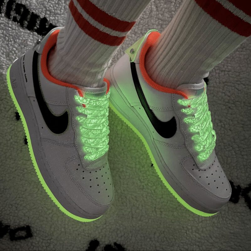 af1白橙色电竞夜光电玩have a goodgame空军一号aj·1鞋带 泼墨夜光