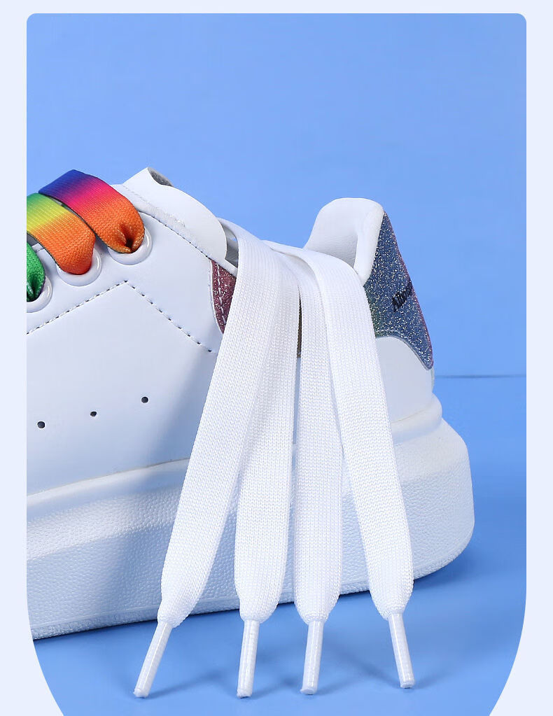 麦昆鞋带麦昆彩色鞋带原版原装12cm扁宽个性潮男女白色黑色小白鞋鞋带