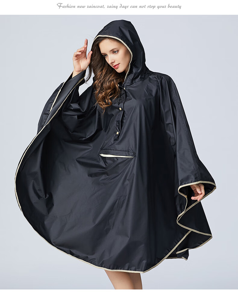 2022时尚男女斗篷雨衣套头雨披风雨衣徒步旅行轻薄便携大背包宝蓝k32