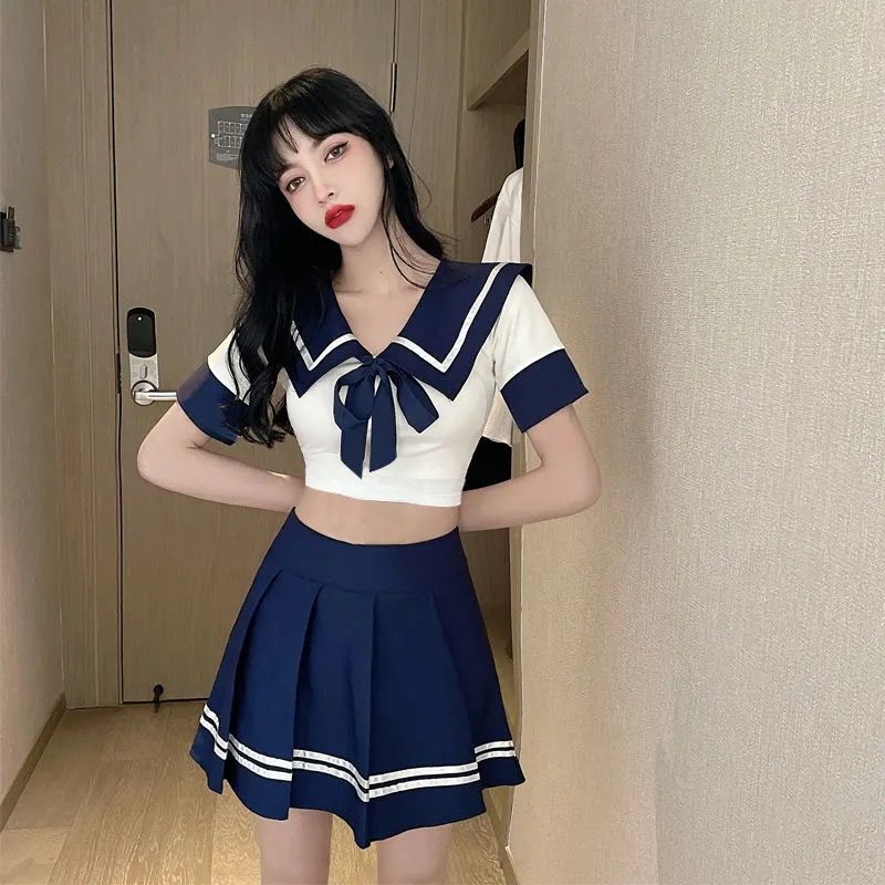 jk制服分体泳衣女夏可爱网红新款保守裙子显瘦胸超仙气泳装 jk制服