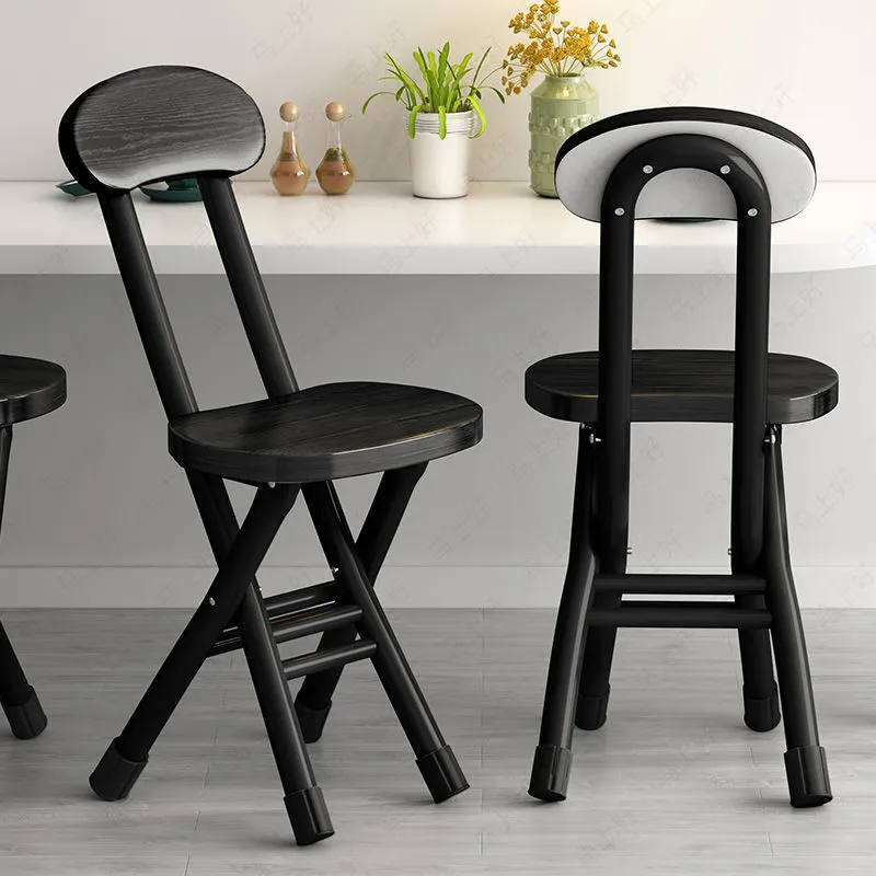 Folding Chair Home Dining Lazy, Portable Bar Stool With Backrest