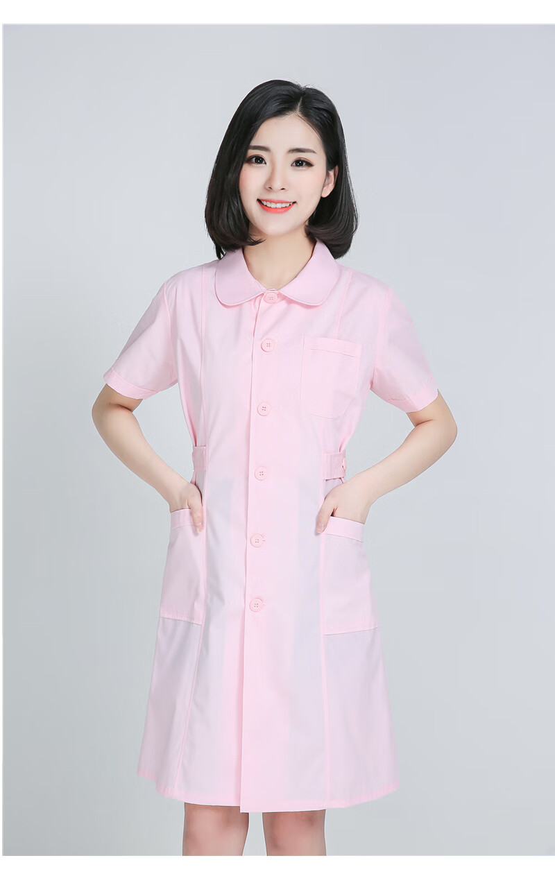 护士服冬季长袖幼儿园晨检母婴护理师美容院师工作服女粉色短袖薄定制