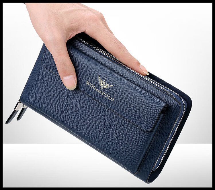英皇保罗polo大容量钱包男真皮长款拉链牛皮商务手拿包男士手包多卡位