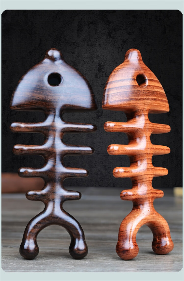 谭木匠鱼骨梳按摩梳子天然木梳檀香头部经络梳防鱼骨男女脱胡桃木款纸