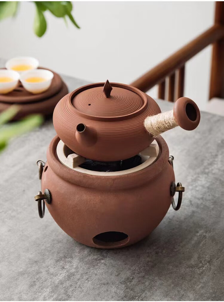 红泥碳炉烧炭炉小火炉风炉功夫煮茶器橄榄炭木炭家用烧水煮茶炉具 直
