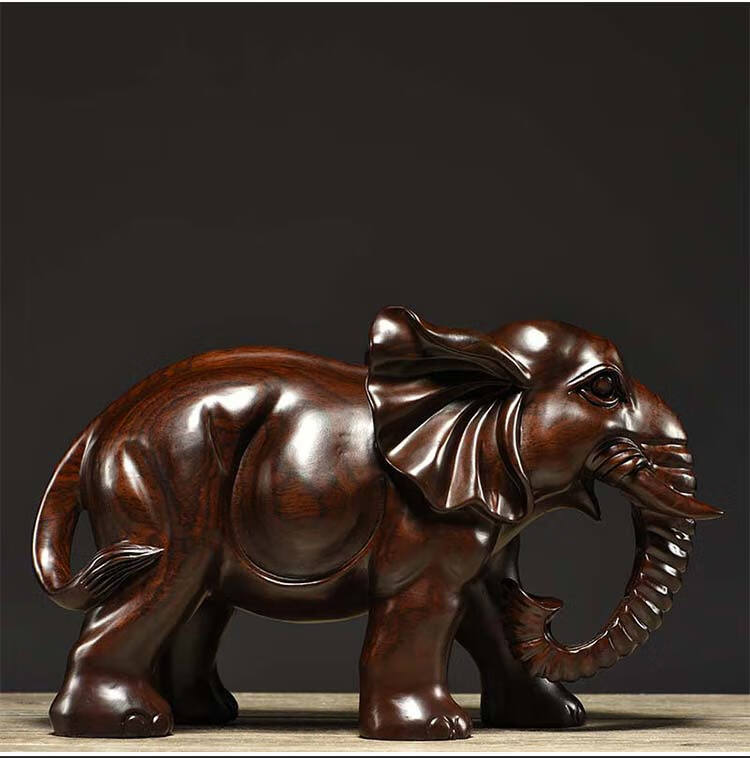 60木雕大象摆件大号象一对木实木大象雕刻乔迁家居装饰工艺礼品精雕