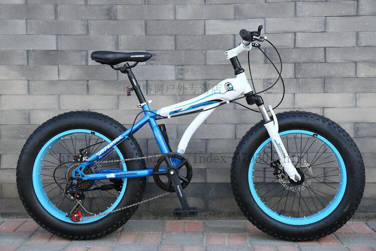 雪地车20寸山地车40加宽大轮胎胖胎车减震变速单车小学生定制白蓝20寸