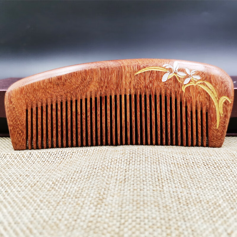 金丝黑金檀木梳子加厚整木圆齿毕业纪念送礼实木头送母亲节 长度19