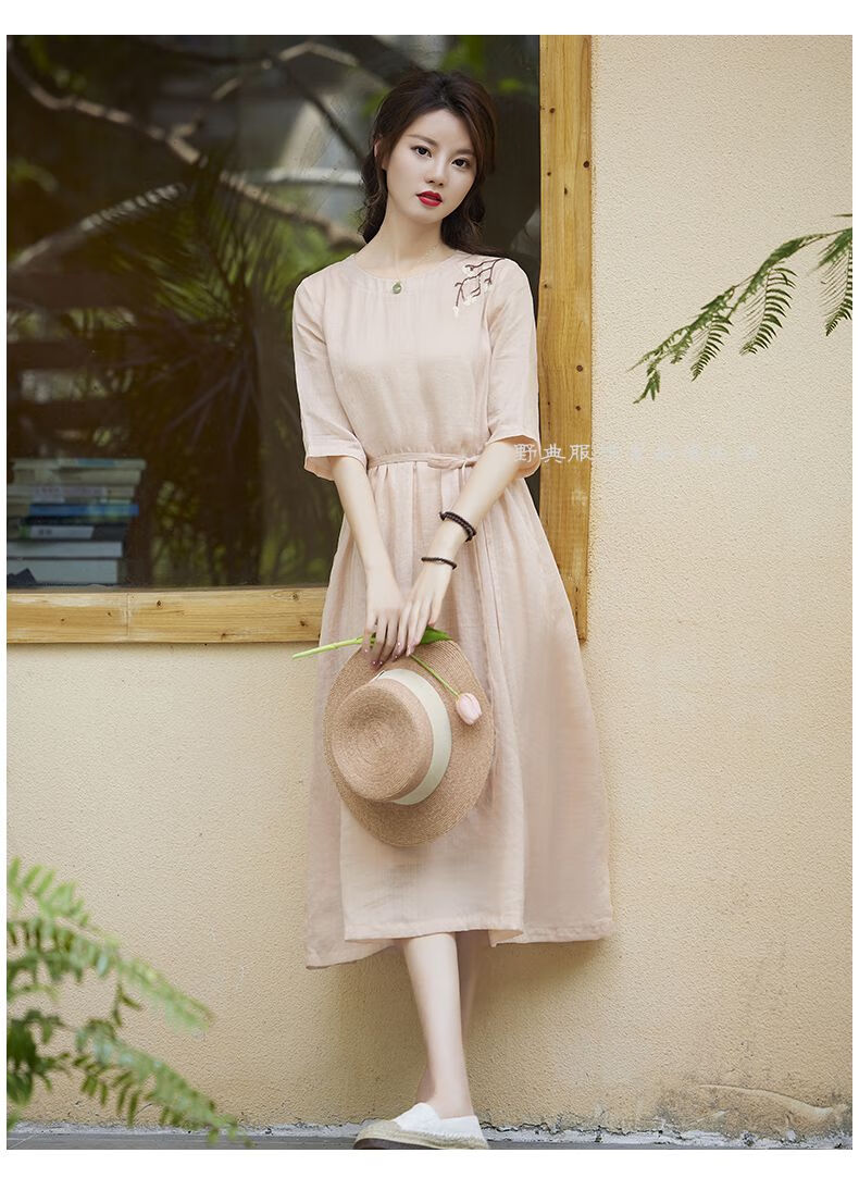 【秋装女装新款】素素订女装品牌旗舰店春秋季2022新款刺绣棉麻复古