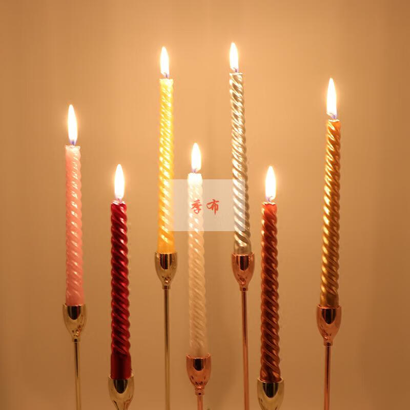 节庆用品 欧式长螺纹蜡烛 节日浪漫宴会长杆蜡烛搭配烛蜡烛 螺纹紫色