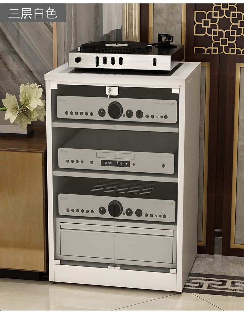 曼朵拉豪华版功放机柜机箱器材ktv音响机柜带锁设备柜音响柜机柜3层暖