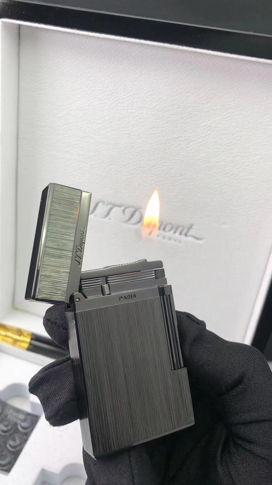 【品质好物】法国打火机拉丝现货陨石黑都澎朗声铜开盖叮音16404 木盒