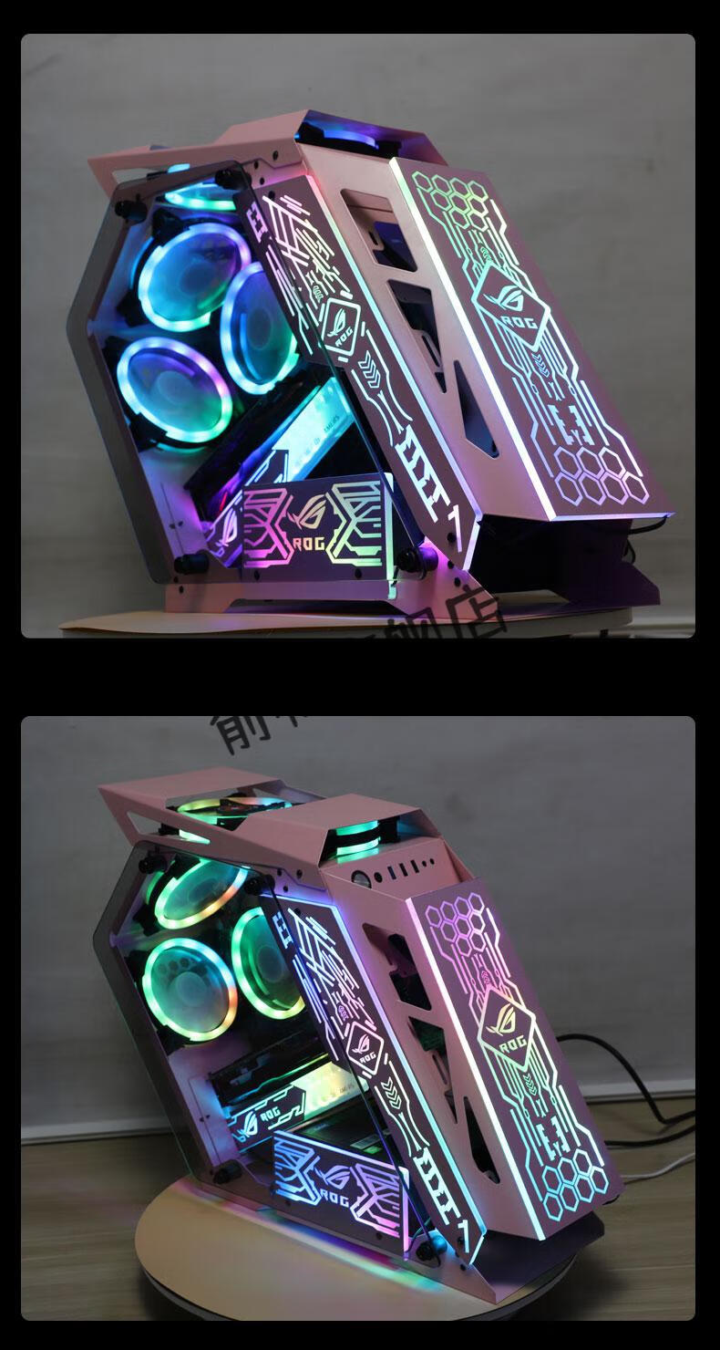 新升级机箱异形rogk神大小网咖异型电脑机箱台式机水冷透明网吧atx
