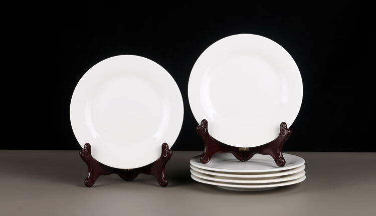 景德镇陶瓷如意盘圆盘6/10个装简约纯白系列厂家直销处理餐具 【8个8