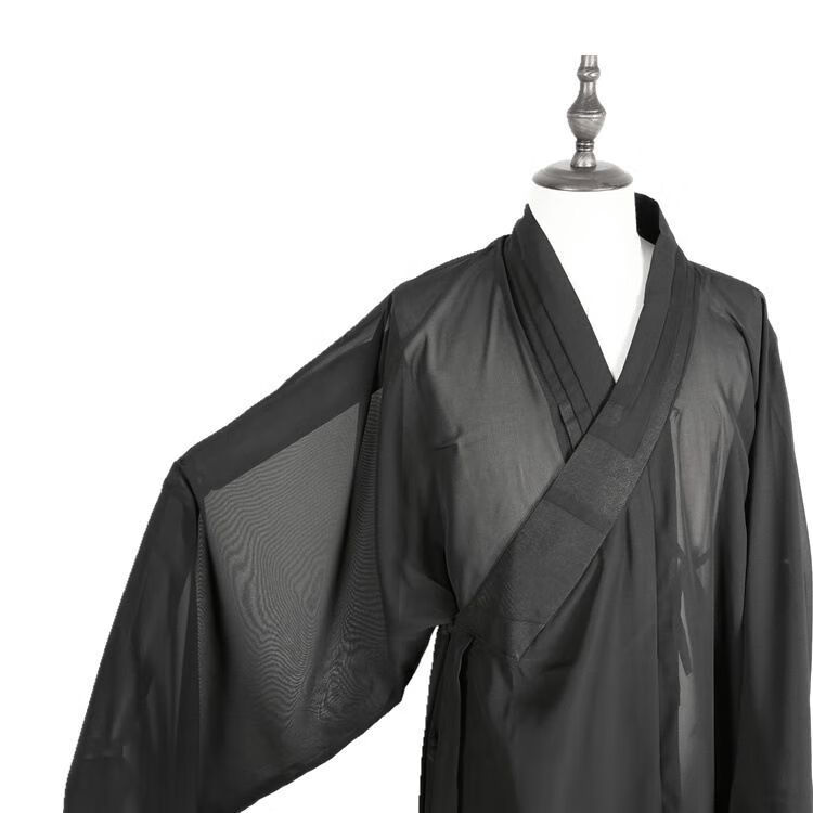 服装厂家直供到家用品道装长袖青衣夏季薄款斜襟长袍道士衣单法衣黑色