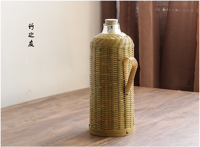 春枝韵手工竹编热水壶保温瓶老式竹壳开水瓶家用茶室玻璃内胆复古热