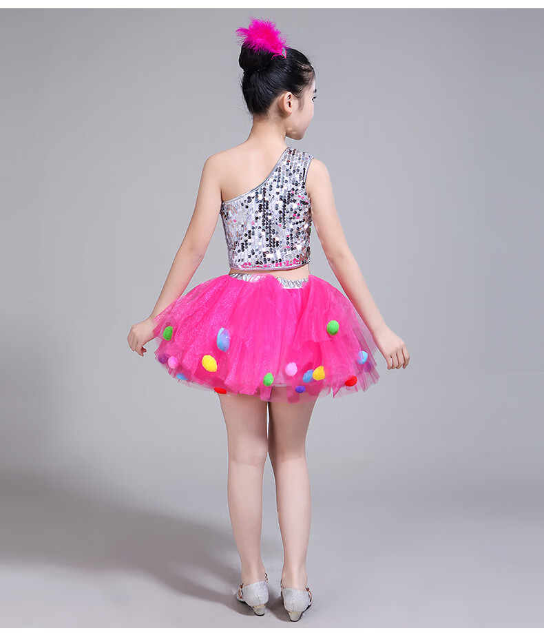 爵士舞蹈服儿童女大眼睛女童演出服幼儿园蓬蓬裙六一表演服装女孩拉