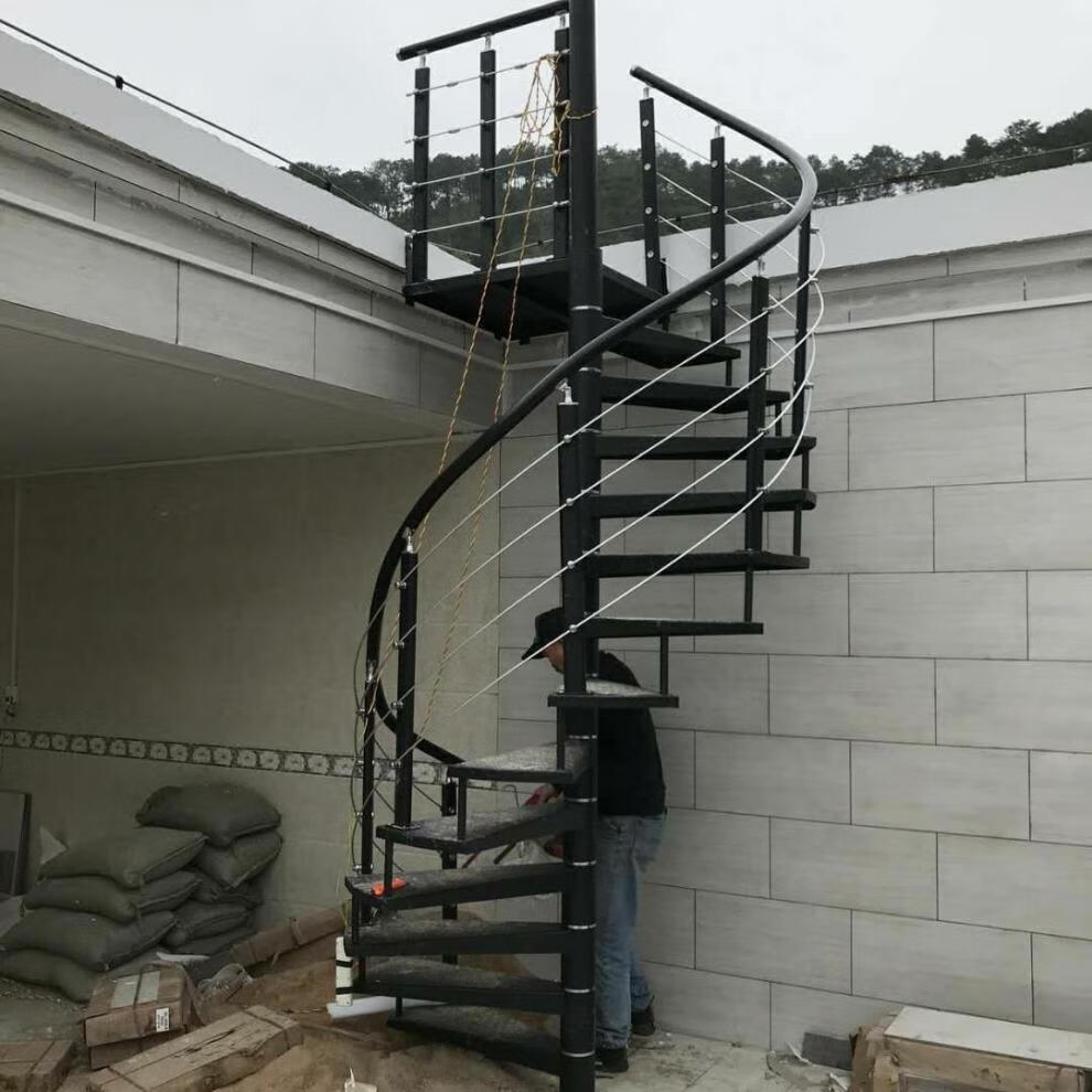 室外钢铁楼梯定做整体楼梯阁楼复式跃层别墅家用户外旋转楼梯不也不包