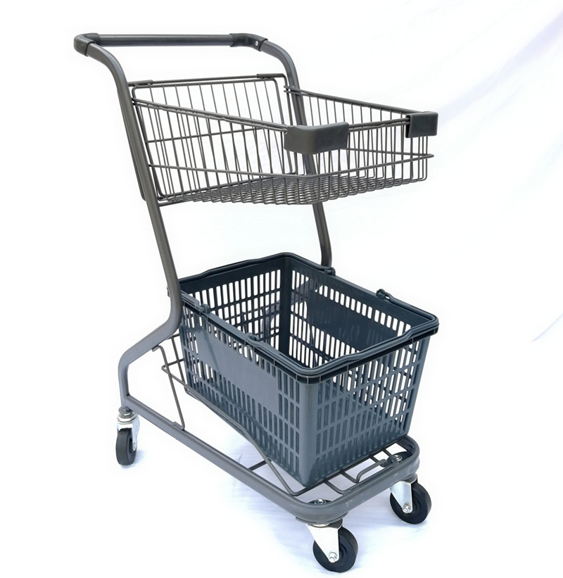 超市购物车手推车 市购物车小型手推车双层推车ktv小推车家用便利店