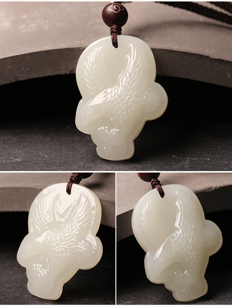 洛丽亚新疆和田玉大鹏展翅吊坠男霸气鹰项链转运护身符玉石玉坠项坠