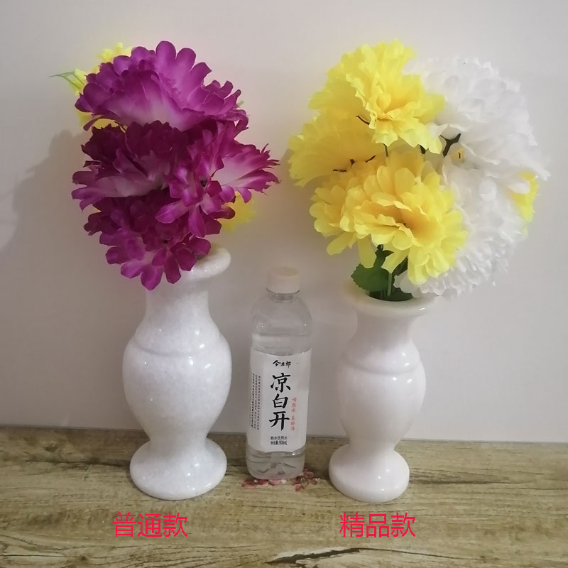 佳瑞园林墓地汉白玉石花瓶一对大理石插花扫坟墓精雕刻石雕祭祀供奉