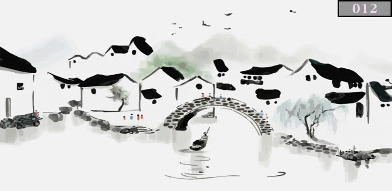 宝阁丽 中式水墨山水风景书房茶室壁纸壁画江南水乡餐厅包厢背景墙纸