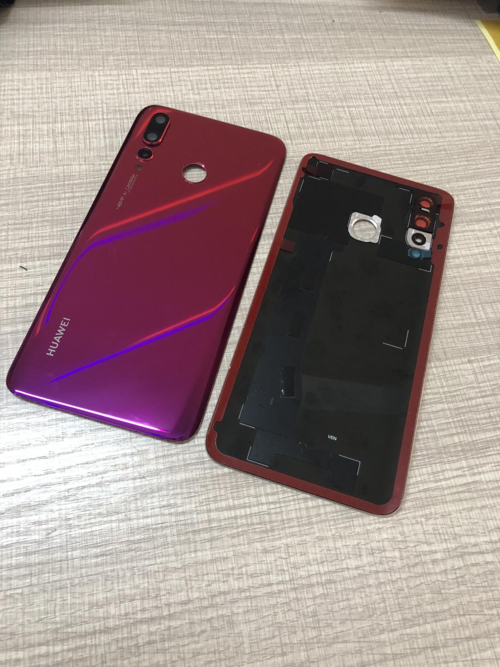 华为nova4后盖玻璃nova4e电池盖替换后壳后屏中框 nova4【亮黑色】