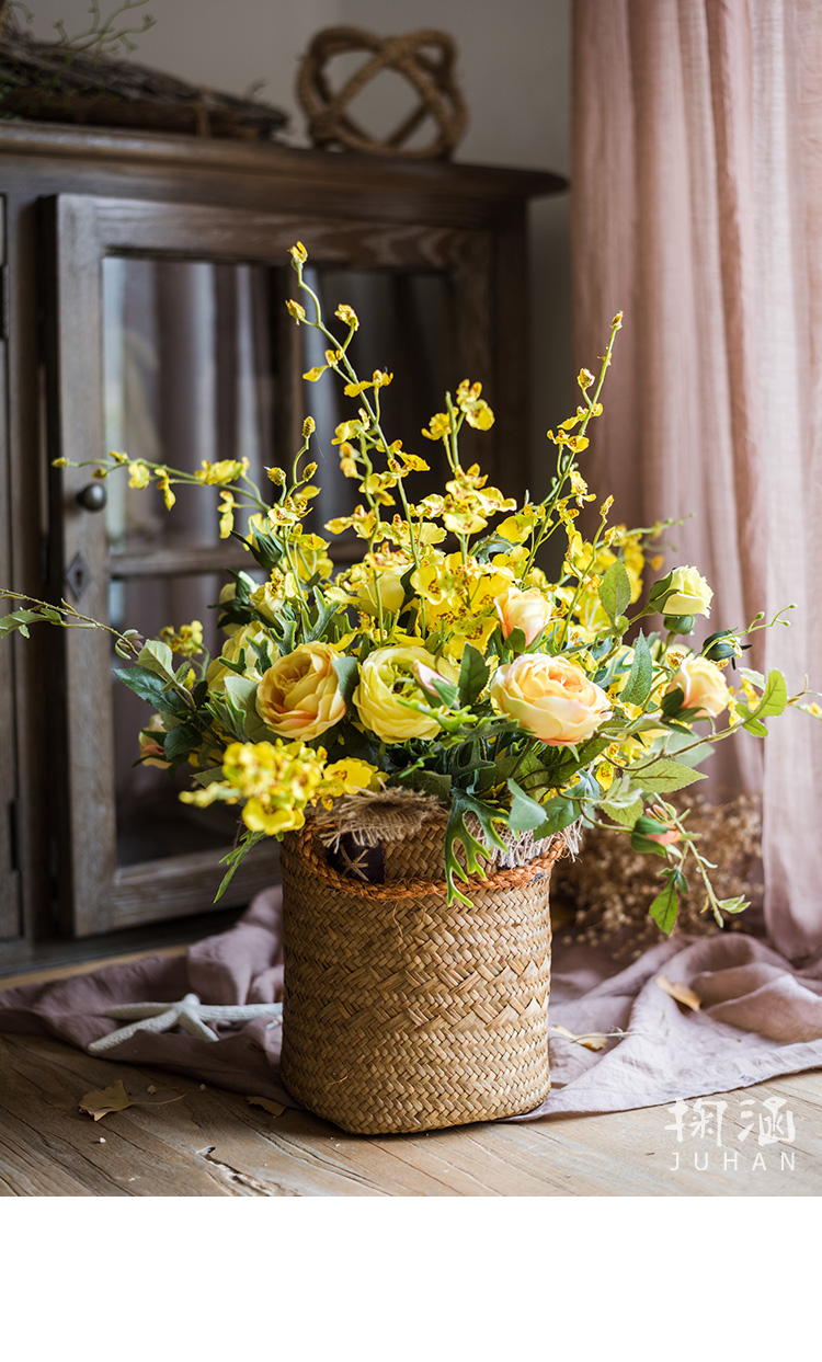 掬涵清醒纪蔷薇浆果仿真花花束花艺套装手捧花插花装饰礼物暖绿色一束