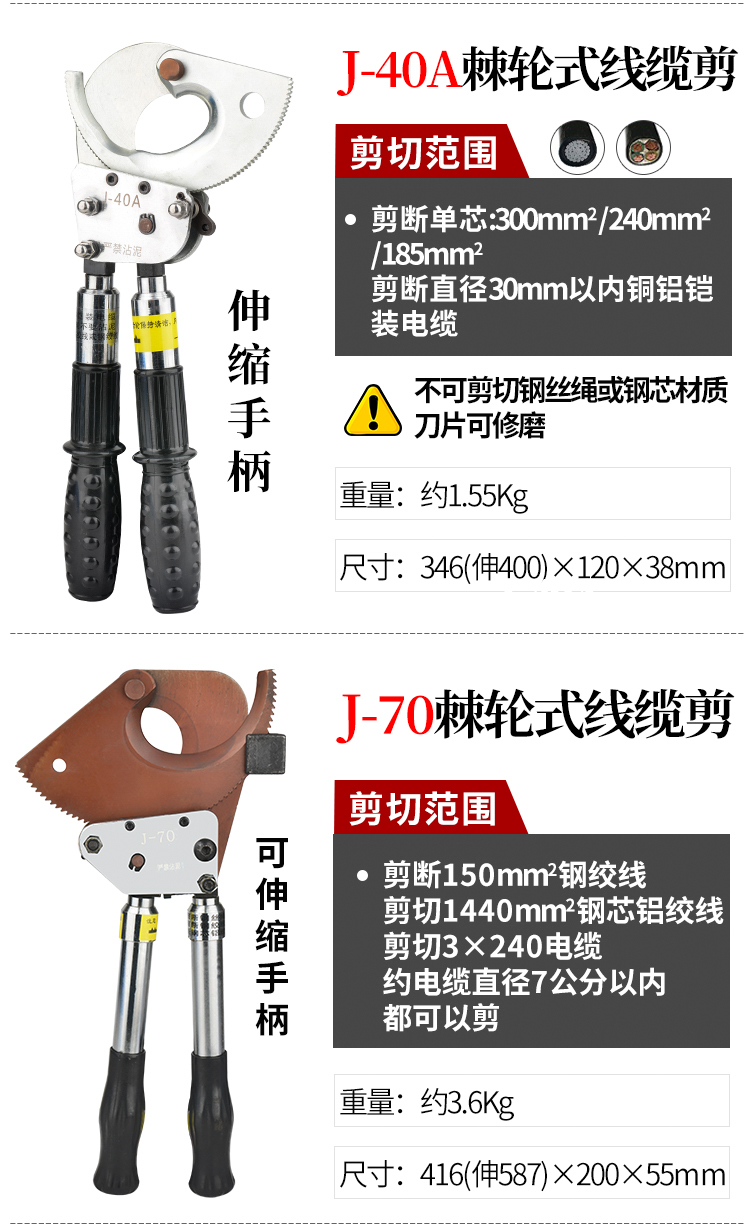 棘輪式電纜剪斷線鉗齒輪線纜剪刀鋼絞線剪 液壓電纜剪 電纜剪線鉗 j